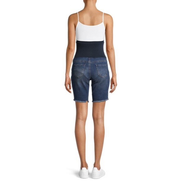 Maternity Time and Tru Distressed Bermuda Shorts with Full Panel - Picture 3 of 10